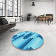 thumbnail image 4 of Ahgly Company Machine Washable Indoor Rectangle Transitional Neon Blue Area Rugs, 2' x 4', 4 of 7