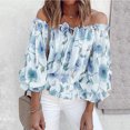 thumbnail image 2 of Ccdes Off Shoulder Top, Elegant Floral Print Blouse Loose Stylish Polyester For Office Work For Outdoor Activity, 2 of 5