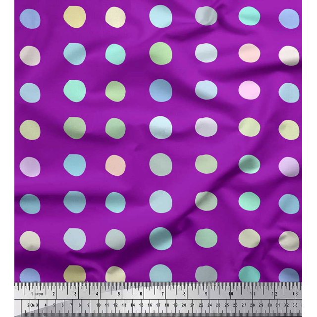 Soimoi Purple Moss Georgette Fabric Circle Geometric Decor Fabric Printed Yard 42 Inch Wide