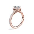 thumbnail image 3 of 1.00 T.C.W Cushion Shape Natural Diamond Latest Design Solitaire with Accents Wedding Ring for Ladies Solid 14K Rose Gold Size 8, 3 of 8
