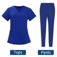 thumbnail image 3 of TISHITA Nursing Scrub Set Comfortable Breathable with Pockets Fashion Tops Pants Bright Blue Color L, 3 of 8