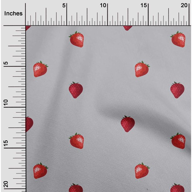 oneOone Tissu Popeline de Coton Imprimé Fraise au Mètre 42 Pouces de Large