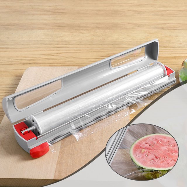 Suncoda Cling Wrap Cutter, Plastic Wrap Dispenser with Cutter Aluminum Foil Dispenser Refillable Wrap Dispenser Plastic Food Wrap Dispenser Cling Film Dispenser.