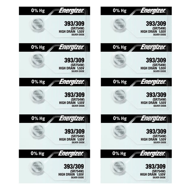 Energizer 393/309 SR754W Silver Oxide Watch Battery (10 Pack)