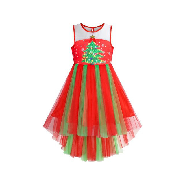 Girls Dress Christmas Tree New Year Holiday Party Dress 8 Years