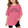 thumbnail image 1 of TIEVOSA Children Girls Short Sleeve T Shirts Summer Oversized Tops Casual Crewneck Basic Tees for 11-12 Years(Hot Pink), 1 of 6