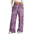 thumbnail image 2 of Pants for Women, Womens Fashionable Striped Printed Drawstring Wide Leg Pants, 2 of 5