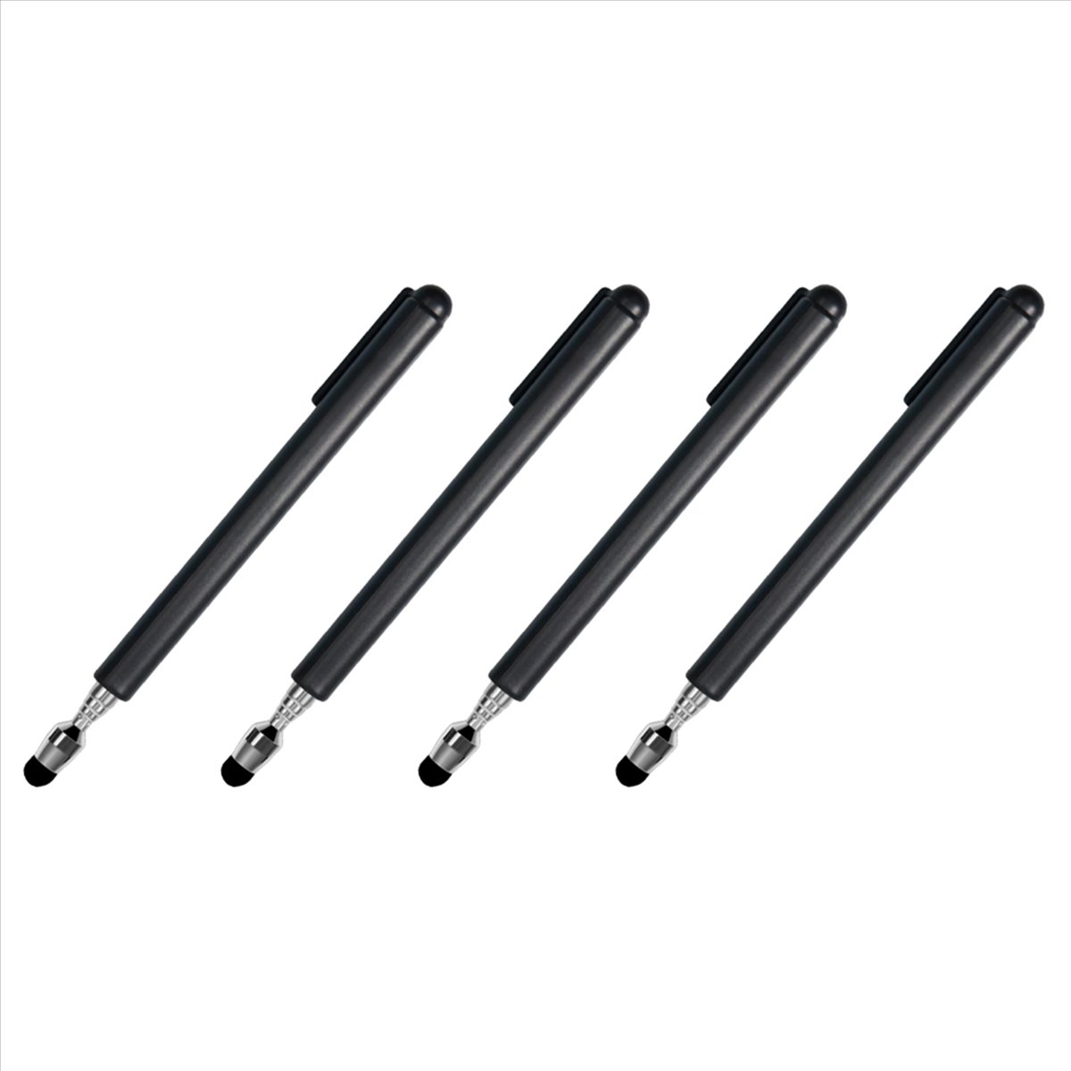 4X Universal Telescopic Stylus Pen for Touch Screens,Retractable Pointer Stick & Stylus with Special Flocking Tip(Black),4 x Stylus Pen,Black