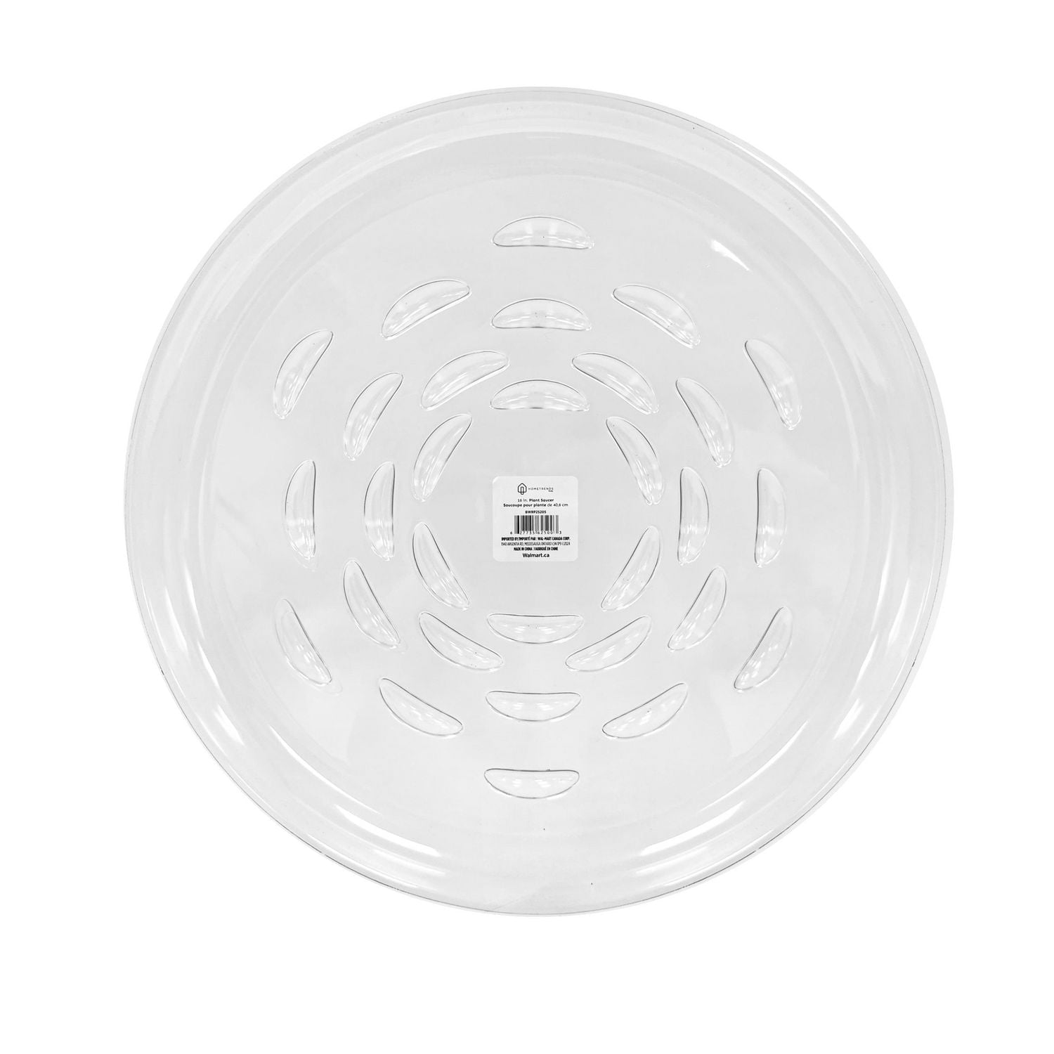Soucoupe de protection de sol Hometrends, plateau rond en plastique transparent de 40 cm (16 pouces), idéal pour les pots de fleurs à l'intérieur et à l'extérieur.