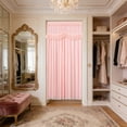 thumbnail image 1 of Lace Door Curtain Room Divider – Double Layer Opaque Sheer Polyester, Punch-Free Velcro Install, Privacy Screen for Bedroom, Kitchen, Living Room | 78.74x39.37 In, Pink/Beige, 1 of 6
