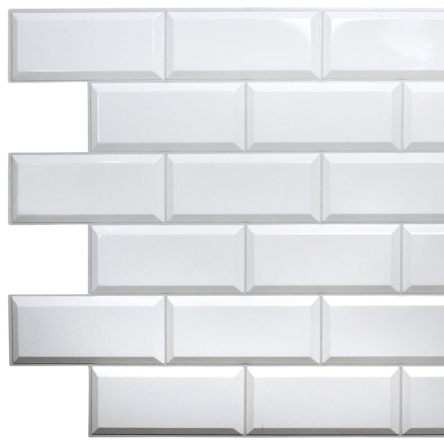 Panneau Mural 3D en Faux Carreaux PVC Blanc Perle de Dundee Deco, 3,2 Pi X 1,6 Pi, Revêtement Mural de Design Intérieur pour Application Commerciale et Résidentielle, 5 Pi2 Chacun