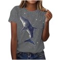 thumbnail image 1 of Tnhcen T-Shirt de Base à Manches Courtes d'Été à Col Rond pour Femme avec Imprimé d'Animaux Marins / Extensible, Respirant, Grande Taille (P-3TG) / Décontracté, Plage, Usage Quotidien, 1 of 4