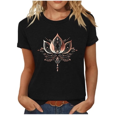 Savings Clearance! BEFOKA Womens Plus Size Tops Clearance,Summer Casual Blouse T-shirt for Womens,Women‘s Printed Round Neck Short Sleeved T-shirt Short Sleeved Round Neck Topshirt