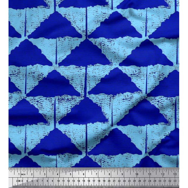 Soimoi Viscose Chiffon Fabric Triangle Geometric Printed Fabric 1 Yard 42 Inch Wide