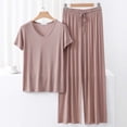 thumbnail image 1 of Weiqiqre Ensemble de Pyjama en Satin pour Femmes Pyjamas Rafraîchissants Ensembles d'Été Assortis Manches Courtes Ensemble de Détente Femmes, 1 of 3