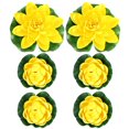 thumbnail image 1 of 6PCS Simulation Lotus Lilies Artificial Plastic Pond Plants Home Decoration - 4PCS Size M and 2PCS Size L (Yellow), 1 of 4