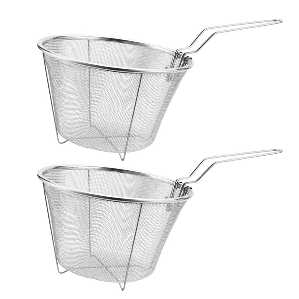 Weiweiguan 2 Pcs Paniers Frits en Acier Inoxydable pour Cuisine (Argent)