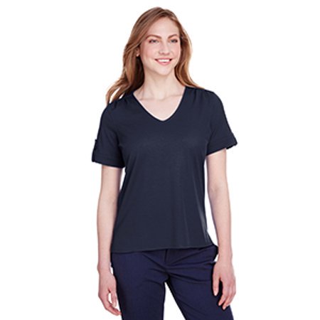 Ladies' CrownLux Performanceâ„¢ Plaited Rolled Sleeve Top DG20WB