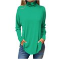 thumbnail image 1 of FAIWAD Women's Turtleneck Long Sleeve Tops Basic Layering Irregular U Hem Soft Underwear Tunic Tops, 1 of 4
