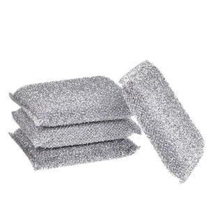 Scrub Sponges for Kitchen, Heavy Duty Scouring Power Non-Scratch Sponge, Fast Cleaning Scrubber, Multipurpose Dishwasher Safe Cleaning Tool for Dishes Pans Pots, Silver (3 Pieces)