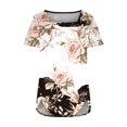 thumbnail image 4 of Pompotops Mode Femmes Casual Imprimé Col Carré Manches Courtes Tops Chemisiers Amples, 4 of 5