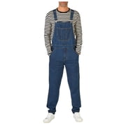 Men's Jeans Relaxed Fit Mens Spring Summer Breathable Simple Denim Pants Suspenders Jeans Trousers Jeans Homme Dark Blue XXL