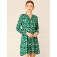 thumbnail image 2 of INSPIRE CHIC Robe Décontractée pour Femme à Fleurs, Col en V, Taille Cintrée, Manches Longues, 2 of 6