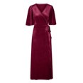 thumbnail image 4 of SMihono Robe Bohème d'Été pour Femmes Grande Taille Mode Robe Décontractée pour Femmes de Printemps et d'Été Fendue à Col en V à Manches Courtes, 4 of 6