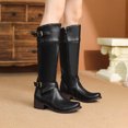 thumbnail image 2 of Womens Winter Boots With Belt Buckle Round Toe Low Heel Side Zipper Warm High Boots, 2 of 9