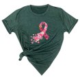 thumbnail image 2 of TIMIFIS Chandails de Sensibilisation au Cancer du Sein pour Femmes Été Ample Imprimé T-Shirt à Col Rond Manches Courtes Blouse Décontractée Automne/hiver, 2 of 5