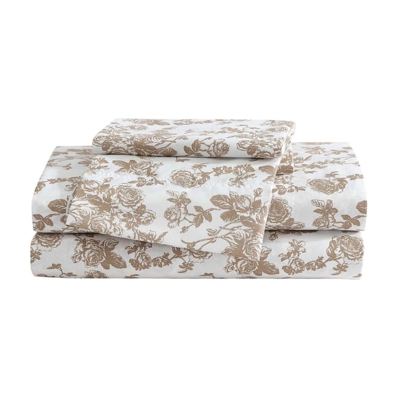 Betsey Johnson - King Bed Sheets, Soft & Lightweight Bedding, Fade & Wrinkle Resistant (Garden Toile Brown, King)