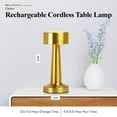 thumbnail image 3 of Bell + Howell Chelsea Petite Lampe de Table Sans Fil Tactile à DEL Rechargeable pour Table de Chevet Bureau Table de Nuit Or - Lot de 2, 3 of 8