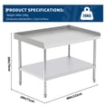 thumbnail image 4 of GloryStar NSF Certified Stainless Steel Commercial Work Table, Adjustable Height Legs, 400 Lbs Capacity, 2" Edge Baffle, 4 of 7