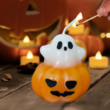 YIMWNYI Halloween Ghost Pumpkin Shaped Aromatherapy Candle, Decor, Unique Gifts for Halloween Party, Cute Candle Ornament, Perfect for Table Centerpiece, Lightweight and Portable