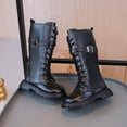 thumbnail image 4 of YUNAFFT Girls Knee High Boots Zipper Closure Solid Color British Style Casual Versatile Martin Boots, 4 of 8