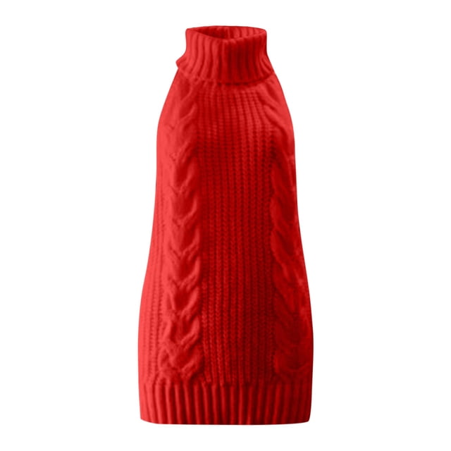 KHONTS , Chandail d'Anime pour Femme, Robe Tricotée à Col Roulé Japonaise, Chandail Sans Dos, Gilet Sans Manches Rouge P