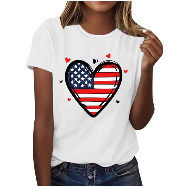 Pisexur Hauts de Printemps pour Femmes, Hauts pour Femmes, Hauts pour Femmes Tendance à la Mode Chandail Décontracté pour Femme Imprimé à Manches Courtes Col Rond Haut Blanc, TG