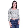 thumbnail image 1 of Moomaya T-shirt Court à Manches Longues à Col Rond Imprimé pour Femmes en Jersey de Coton, 1 of 4
