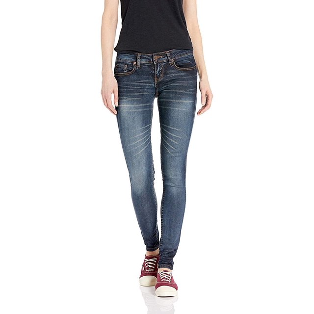 Cover Girl Jeans Juniors Low Rise Waisted Butt Shaping Skinny Dark Blue Size 7
