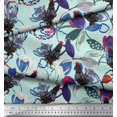 thumbnail image 3 of Soimoi Rayon Fabric Floral & Cock Watercolor Fabric Prints by Yard 56 Inch Wide, 3 of 3