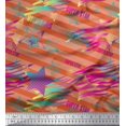 thumbnail image 1 of Soimoi Crepe Silk Fabric Star & Diagonal Stripe Print Fabric by Yard 42 Inch Wide, 1 of 3