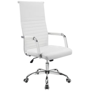 Homall High-Back chaise de bureau ergonomique avec support Lumbar et accoudoir, PU Chaise de conférence en cuir, Blanc