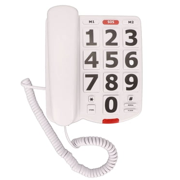 Téléphone pour Aînés, Téléphone Filaire à Gros Boutons avec Recomposition du Dernier Numéro, Numérotation Abrégée, Mémoire, Grand Volume Réglable pour Personnes Âgées