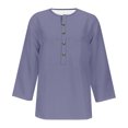 thumbnail image 4 of FAIWAD Womens 3/4 Sleeve Tops Casual Loose V Neck Button Down Tunic Tops Spring Summer Basic Blouse, 4 of 4