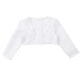 thumbnail image 3 of TSSOE Boléro Shrug à Manches Longues pour Filles, Broderie Florale, Robe de Princesse, Couvre-Robe, Cardigan Court, Blanc 110, 3 of 7