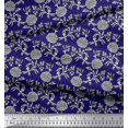 thumbnail image 2 of Soimoi Rayon Fabric Leaves & Floral Block Print Sewing Fabric Yard 42 Inch Wide, 2 of 3