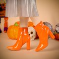 thumbnail image 2 of Unique Bargains Women's Pointed Toe Zipper Patent Leather Ankle Chunky Boots, 2 of 6