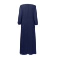 thumbnail image 5 of Robes d'Été pour Femmes en Chiffon Col en V Manches Longues Plissées Longueur Midi Robe Maxi Bleu Foncé TTG, 5 of 5