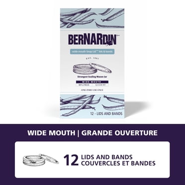 Bernardin Mason Jar Lids and Bands, Wide Mouth, 12 Count