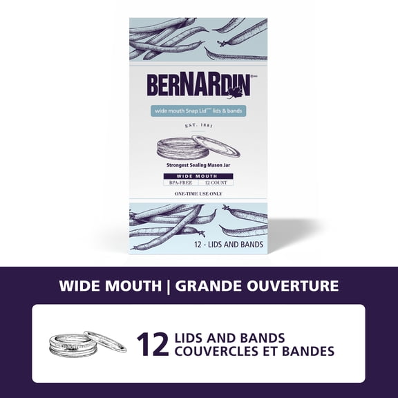 Couvercles et anneaux Bernardin pour pots à grande ouverture, 12&nbsp;unités